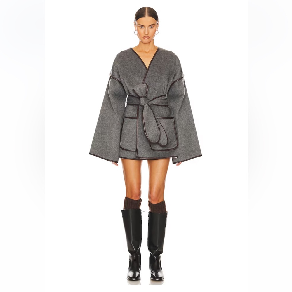 Helsa Wool Blend Blanket Coat in Grey